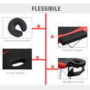 Lettino da Massaggio Fisioterapia 2 Snodi 215x60x84 cm in Alluminio Nero e Rosso