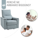 Poltrona Relax Reclinabile Manuale in Tessuto Grigio-Verde