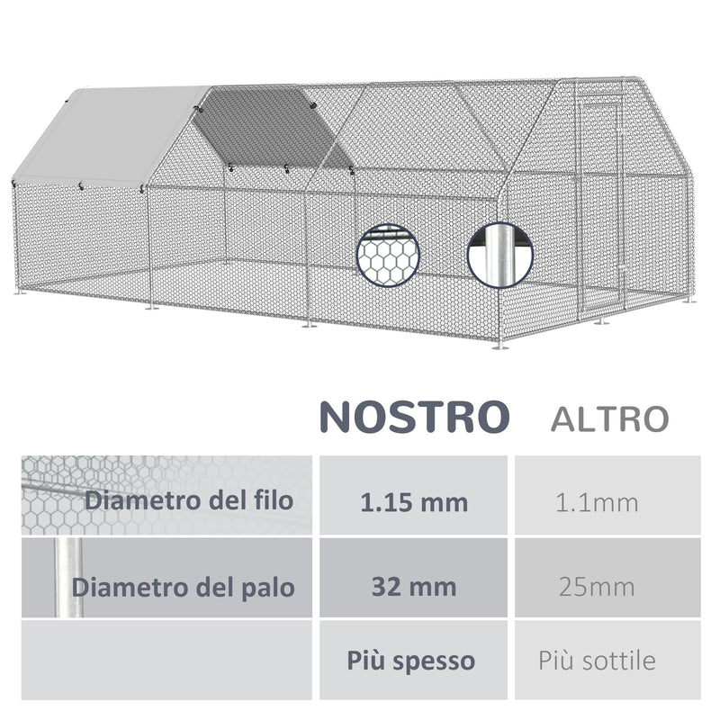 Pollaio Gabbia per Galline da Esterno 280x570x195 cm in Metallo 