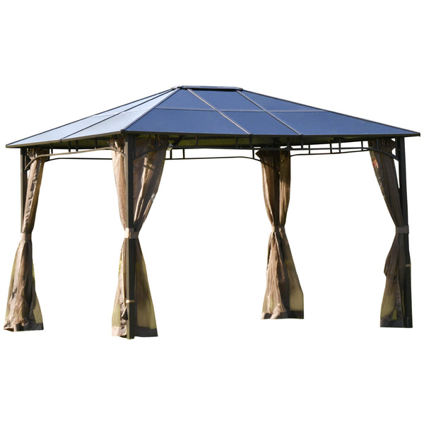 Gazebo da Giardino con Zanzariera 3,6x3m Tetto in Policarbonato Marrone online