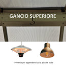 Gazebo da Giardino con Zanzariera 3,6x3m Tetto in Policarbonato Marrone