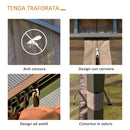 Gazebo da Giardino con Zanzariera 3,6x3m Tetto in Policarbonato Marrone