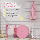 Set Tavolo e Sedie per Bambini con Ombrellone per Esterno in Acciaio Rosa      