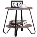 Tavolino Tavolo Moderno Design Rotondo con Struttura Nera Piano Noce Salvaspazio