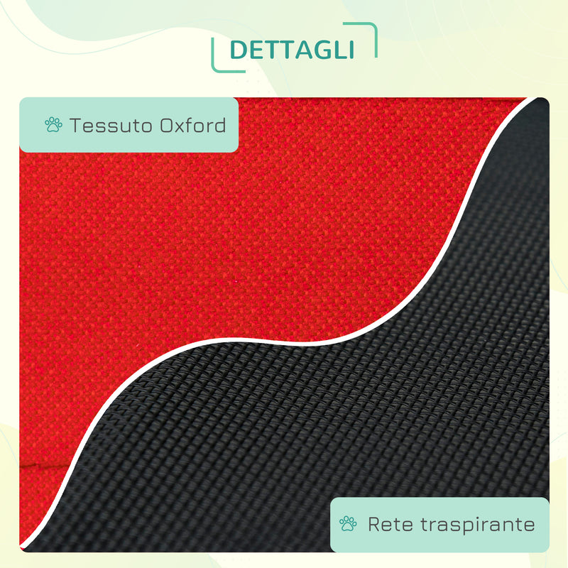 Brandina Portatile per Cani 68x46x18 cm Fino a 11Kg in Metallo e Tessuto Oxford Rosso