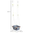 Seggiolino Altalena per Bambini 40x40 cm in Legno e Tessuto Cotone Blu e Bianco