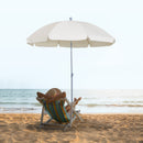 Ombrellone da Giardino Ø2,2 m Palo Ø28 mm in Metallo Tettuccio Inclinabile Bianco Crema