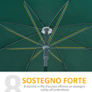 Ombrellone da Giardino Ø2,2 m Palo Ø28 mm in Metallo Tettuccio Inclinabile Verde scuro