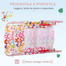 Lettino Prendisole Pieghevole per Bambini 118x40x24 cm in Metallo e Poliestere Rosa