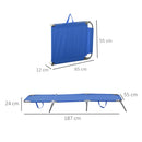 Lettino Prendisole Pieghevole da Giardino 180x55x24 cm in Metallo e Tessuto Oxford Blu