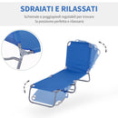 Lettino Prendisole Pieghevole da Giardino 180x55x24 cm in Metallo e Tessuto Oxford Blu