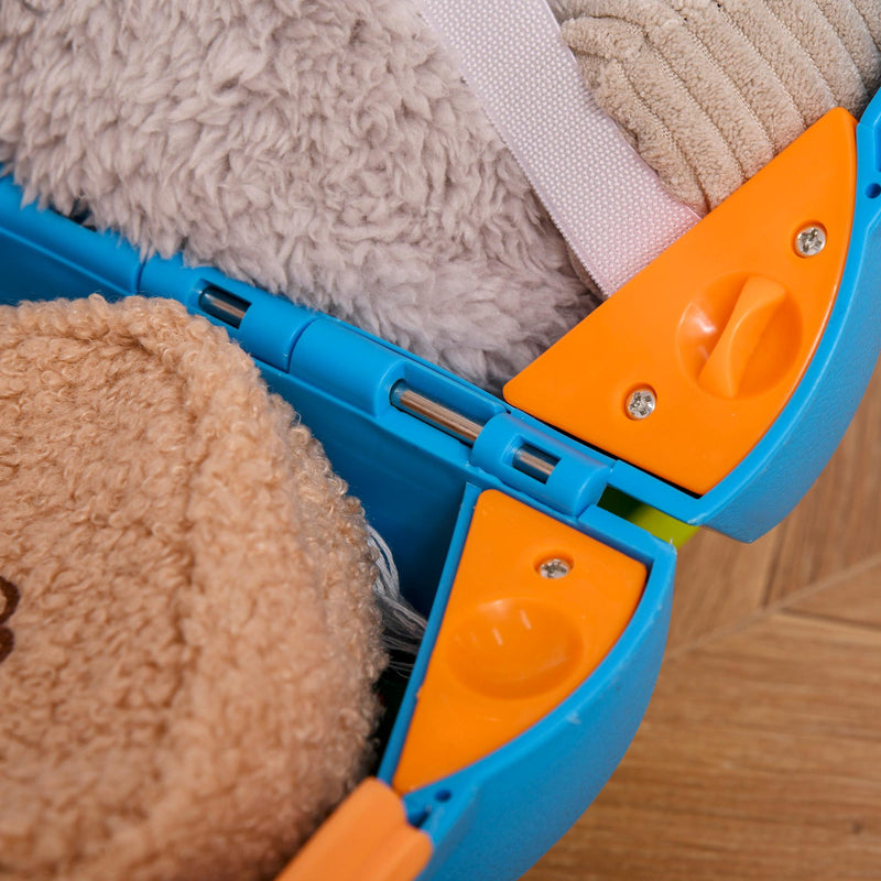 Valigia Trolley Bagaglio a Mano Cavalcabile per Bambini 4 Ruote Azzurra