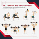 Set 2 Manubri Convertibili in Bilanciere 12 Dischi 25Kg in Acciaio e Plastica Neri