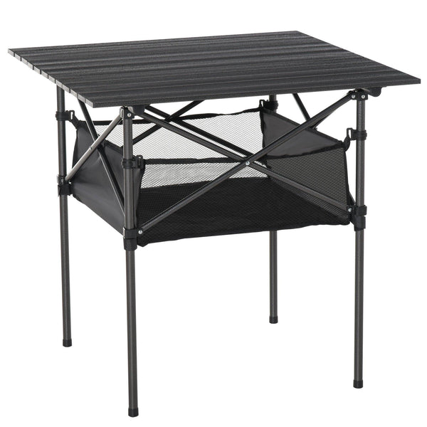 Tavolo Pieghevole da Campeggio 70x70x69 cm in Alluminio Nero prezzo