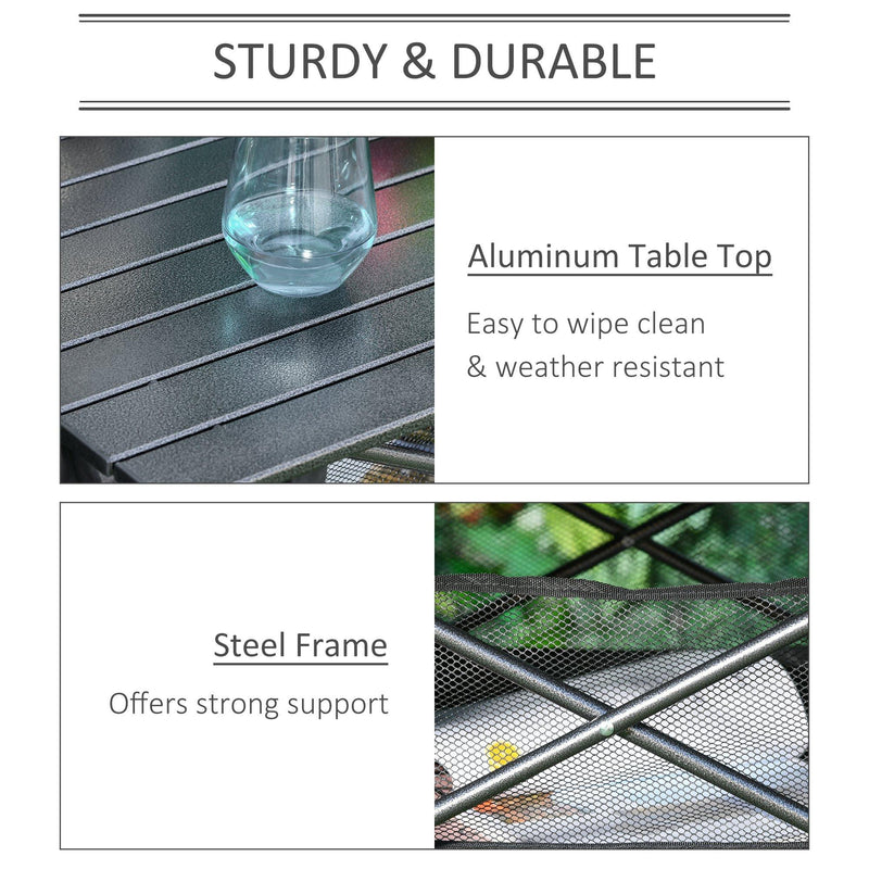 Tavolo Pieghevole da Campeggio 70x70x69 cm in Alluminio Nero