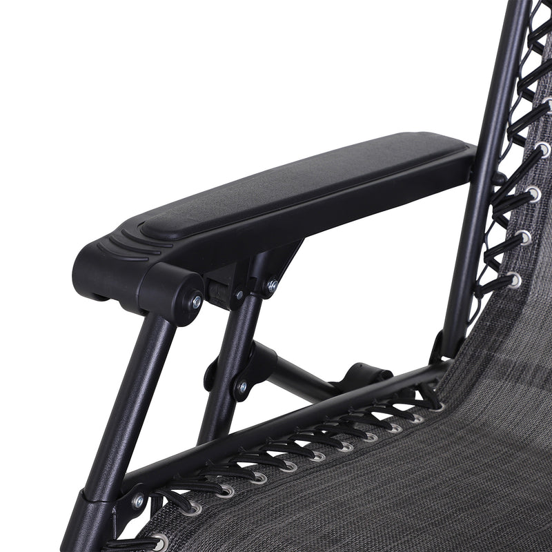 Sedia Sdraio Zero Gravity Reclinabile Pieghevole con Tettuccio e Portabicchieri in Textilene Grigio