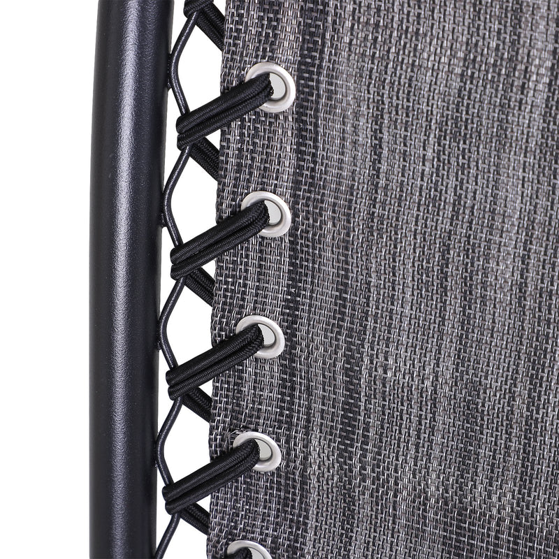 Sedia Sdraio Zero Gravity Reclinabile Pieghevole con Tettuccio e Portabicchieri in Textilene Grigio