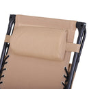 Sedia Sdraio Zero Gravity Reclinabile Pieghevole con Tettuccio e Portabicchieri in Textilene Beige