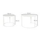 Set 2 Tavoli da Giardino Sovrapponibili Ø70 cm e Ø50 cm in Ferro Bianco