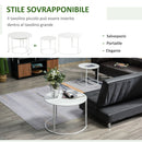 Set 2 Tavoli da Giardino Sovrapponibili Ø70 cm e Ø50 cm in Ferro Bianco