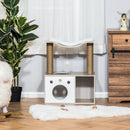 Albero Tiragraffi per Gatti 60x37x74 cm con Cuccia in Legno Marrone Chiaro