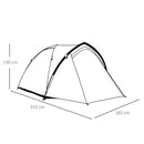 Tenda da Campeggio 4 Persone 325x183x130 cm con Vestibolo e Finestre Grigia