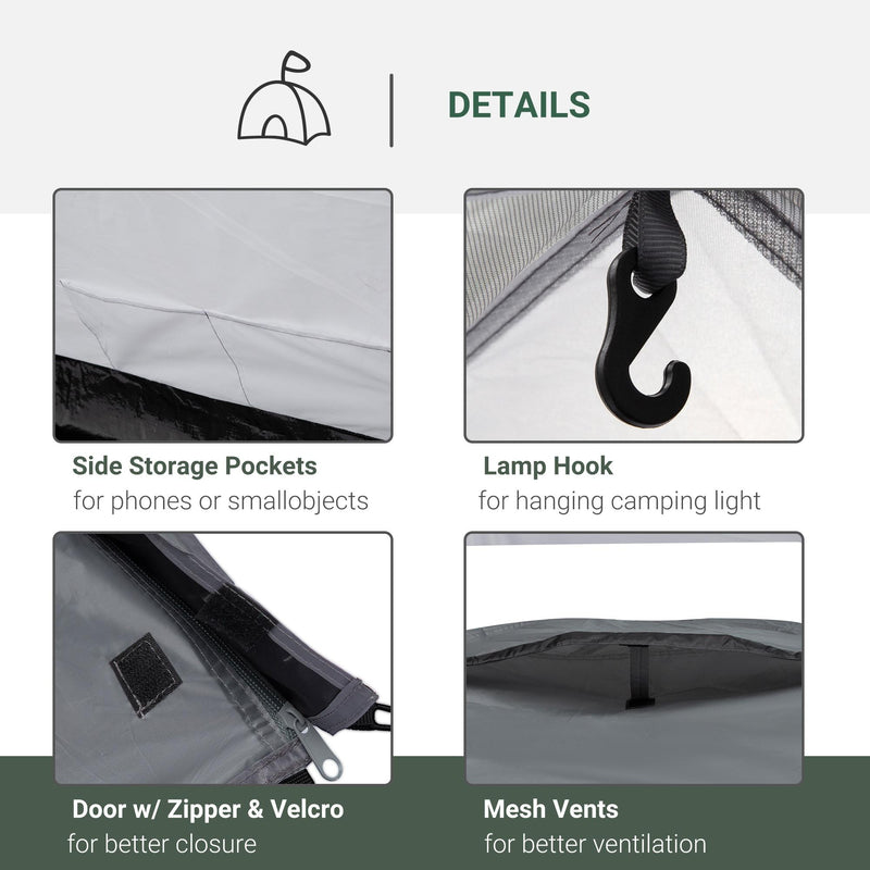 Tenda da Campeggio 4 Persone 325x183x130 cm con Vestibolo e Finestre Grigia