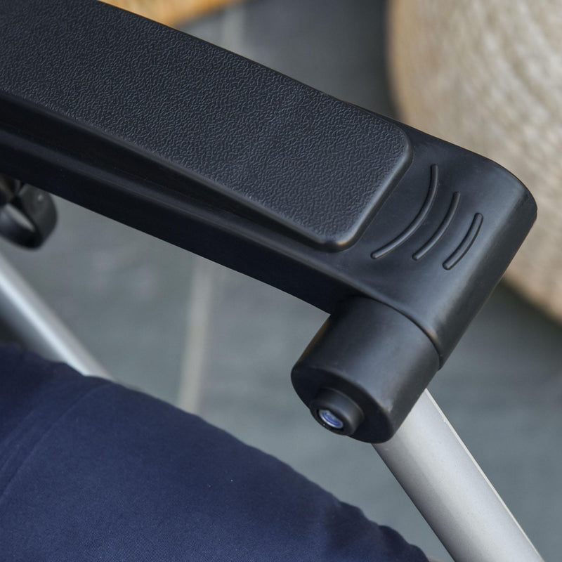 Sedia Sdraio Pieghevole Reclinabile Imbottita 90x65x110 cm in Metallo e Poliestere Blu