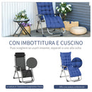 Sedia Sdraio Pieghevole Reclinabile Imbottita 90x65x110 cm in Metallo e Poliestere Blu