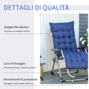 Sedia Sdraio Pieghevole Reclinabile Imbottita 90x65x110 cm in Metallo e Poliestere Blu