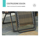 Sedia Sdraio Zero Gravity Reclinabile Pieghevole con Vassoio in Rattan e Acciaio Grigia