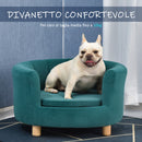 Divano per Cani Imbottito 65x64x37 cm in Tessuto Vellutato Verde
