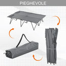 Letto Matrimoniale da Campeggio Pieghevole 194x127x46 cm in Metallo e Tessuto Oxford Grigio