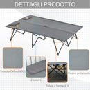 Letto Matrimoniale da Campeggio Pieghevole 194x127x46 cm in Metallo e Tessuto Oxford Grigio
