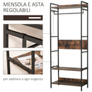 Appendiabiti Scarpiera per Ingresso 80x40x200 cm con Mensole in Metallo e Legno Marrone