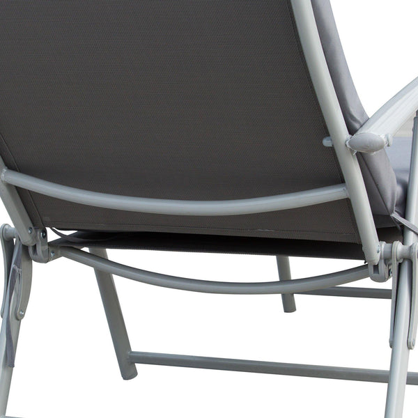 sconto Sdraio da Giardino Pieghevole Reclinabile 137x63,5x100,5 cm in Metallo e con Materassino Grigio