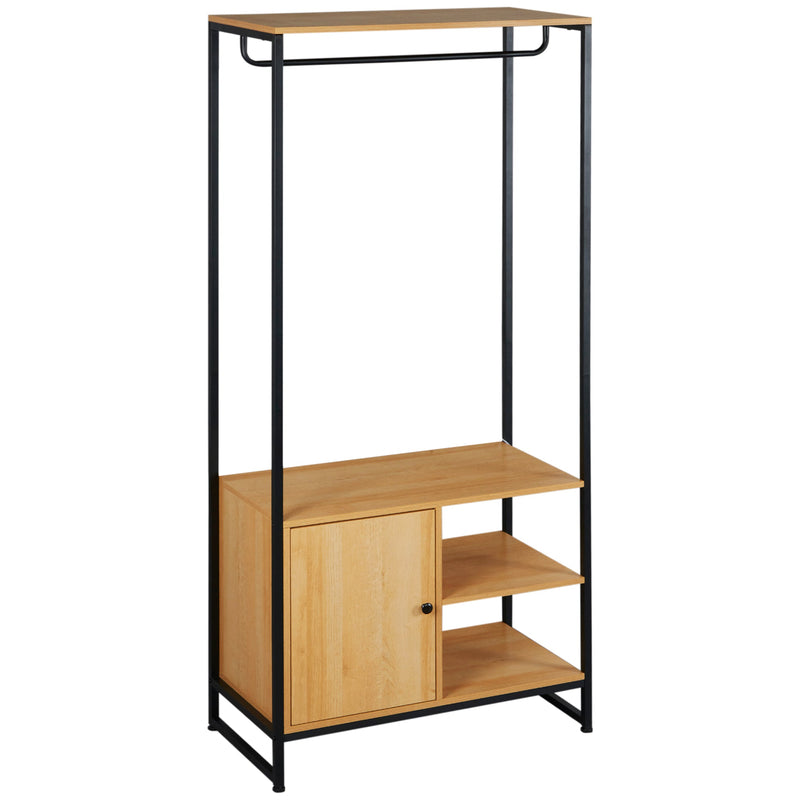 Appendiabiti In Bambù Con Ripiani – Struttura Aperta Con Scarpiera Per Corridoio E Camera Da Letto – 160x80x44 Cm
