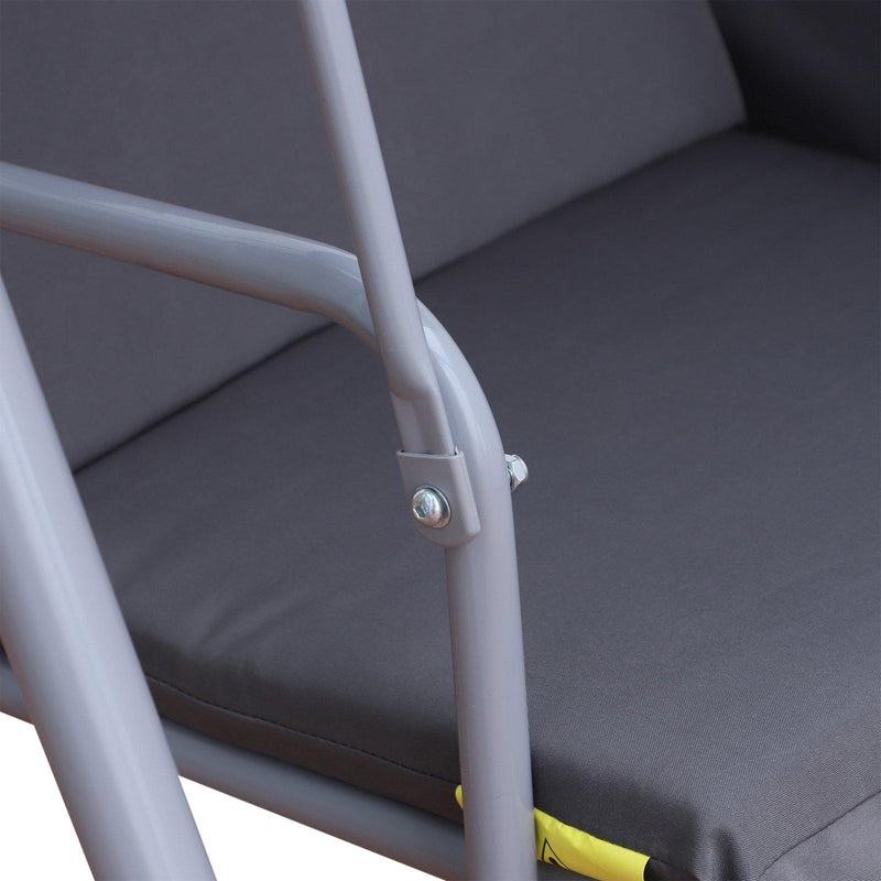 Dondolo 2 Posti da Giardino 175x112x165 cm con Tavolino Tessuto Oxford Grigio