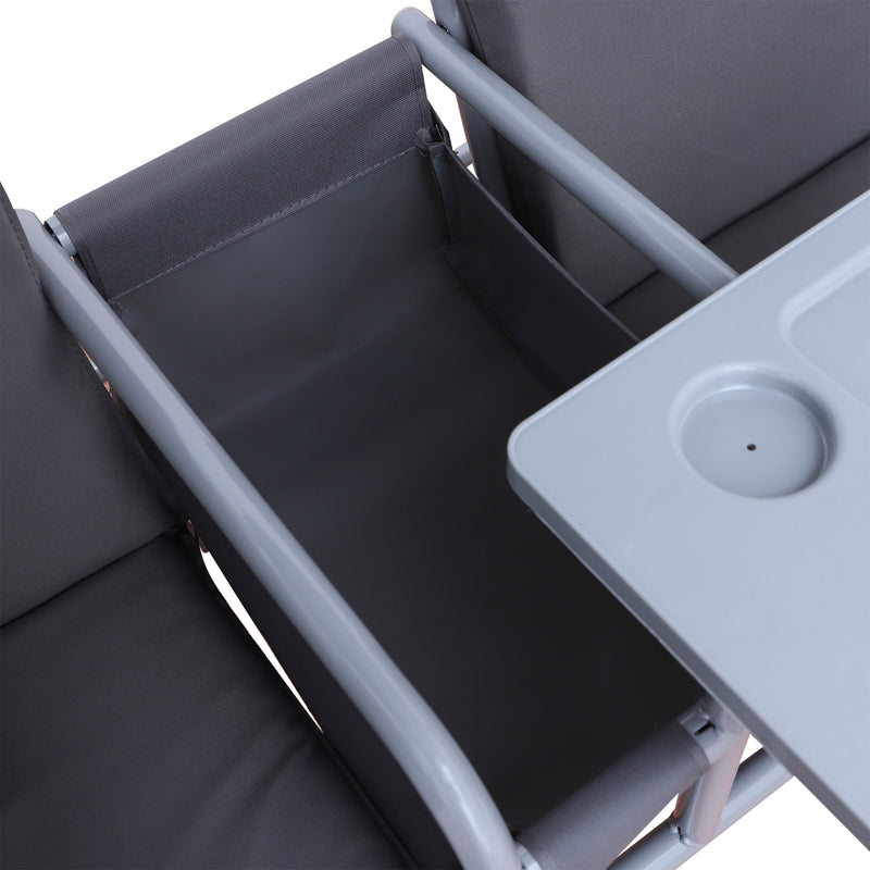 Dondolo 2 Posti da Giardino 175x112x165 cm con Tavolino Tessuto Oxford Grigio