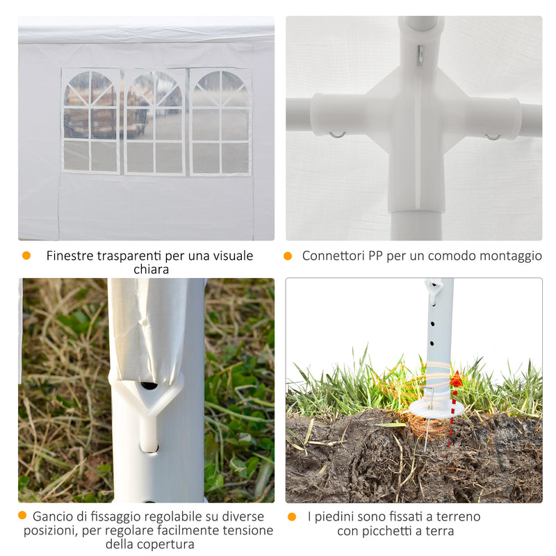 Tendostruttura da Giardino 6x3m in Metallo e Polietilene Bianco