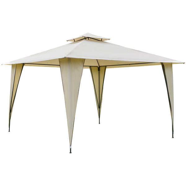 online Gazebo da Giardino 3,5x3,5x2,7m in Metallo Doppio Tettuccio Beige