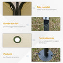 Gazebo da Giardino 3,5x3,5x2,7m in Metallo Doppio Tettuccio Beige