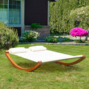 Amaca da Giardino 2 Posti 200x150x45 cm in Legno e Cotone Bianco