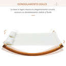 Amaca da Giardino 2 Posti 200x150x45 cm in Legno e Cotone Bianco