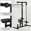 Stazione Fitness Pull Down Multifunzione con Panca e Cavo Regolabile in Acciaio Nero