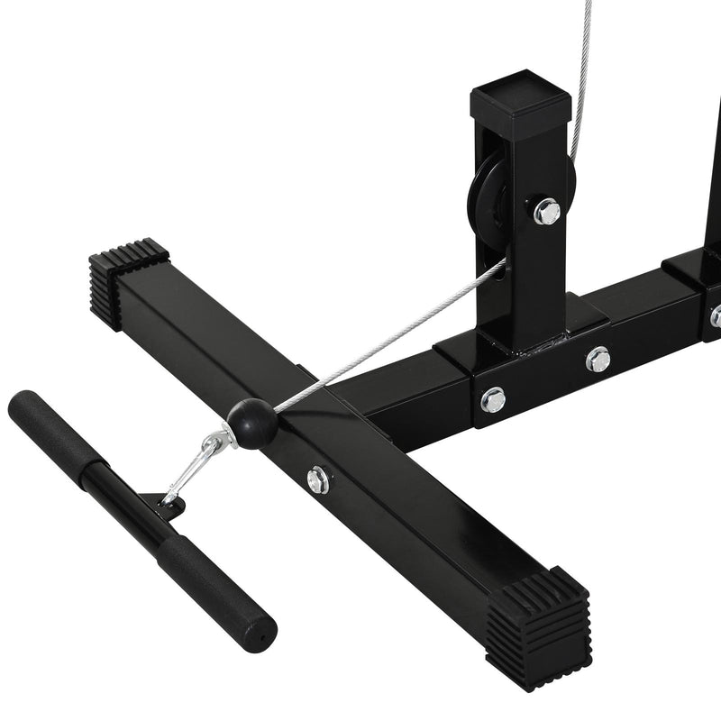 Stazione Fitness Pull Down Multifunzione con Panca e Cavo Regolabile in Acciaio Nero
