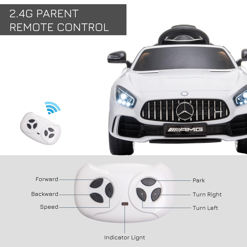 Macchina Elettrica per Bambini 12V con Licenza Mercedes GTR AMG Bianca