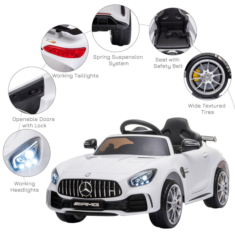 Macchina Elettrica per Bambini 12V con Licenza Mercedes GTR AMG Bianca