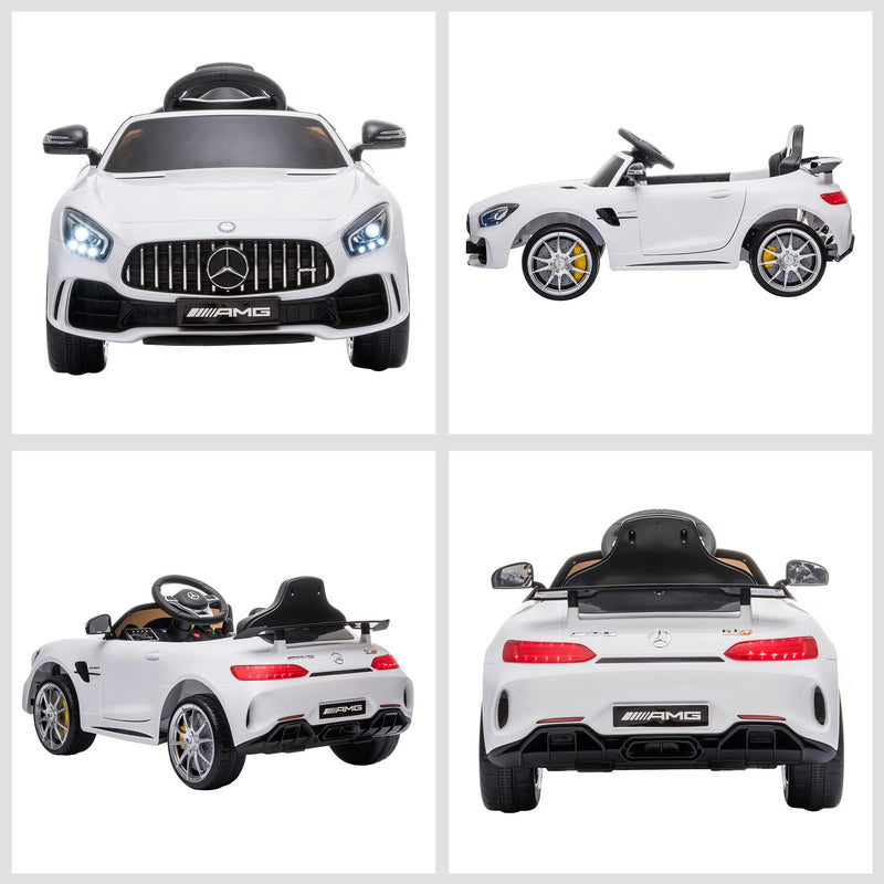 Macchina Elettrica per Bambini 12V con Licenza Mercedes GTR AMG Bianca