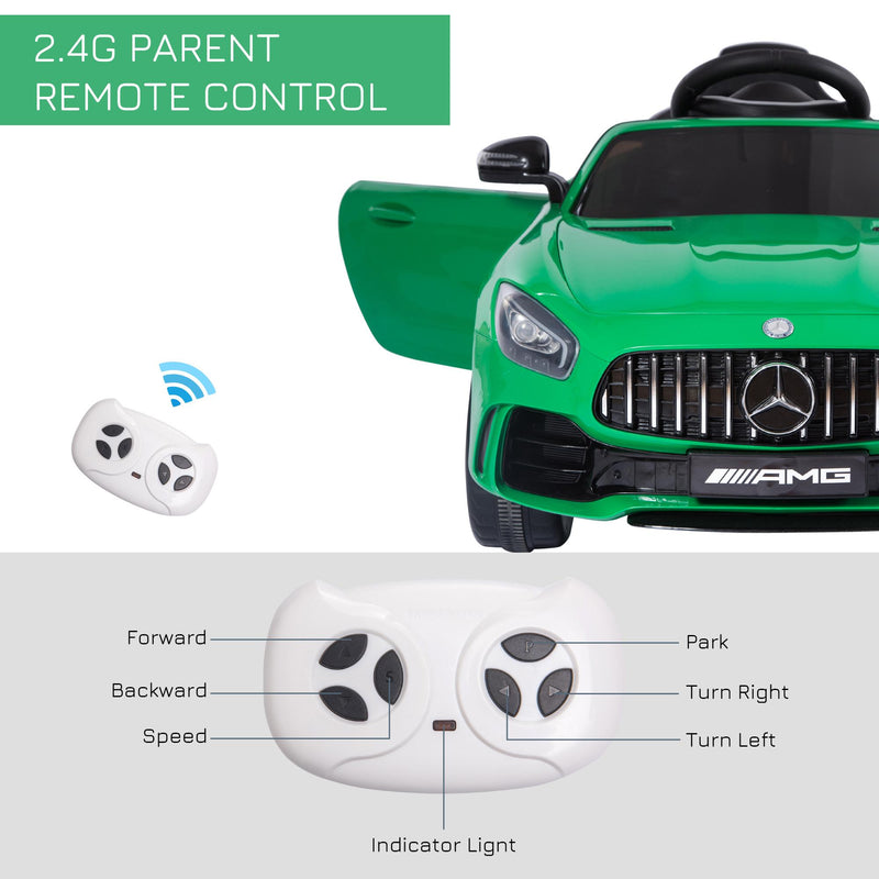 Macchina Elettrica per Bambini 12V con Licenza Mercedes GTR AMG Verde